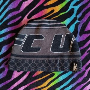 🖤*4/$15* Boys UFC 2009 Winter Hat Beanie Black Gray MMA Cotton